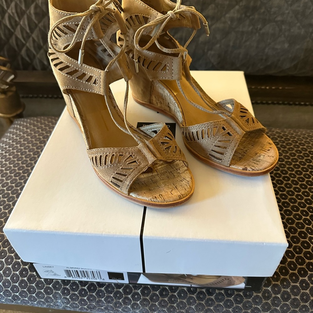 Dolce Vita Beige Lace-Up Wedges